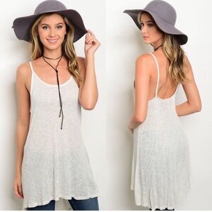 Promesa Cream Asymmetrical Sleeveless Tunic